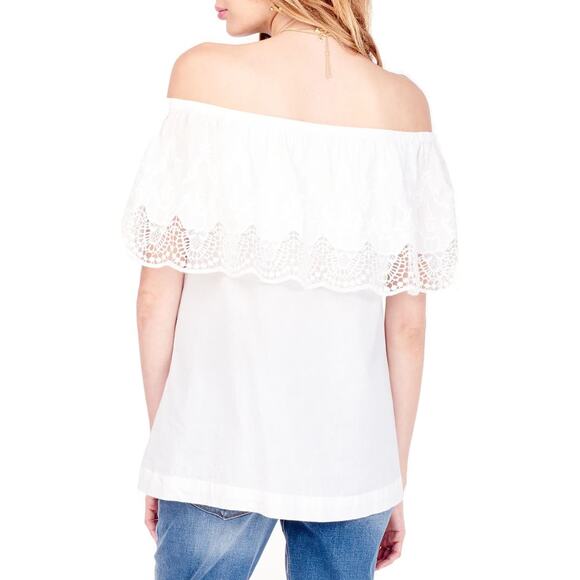 Ingrid & Isabel Lace Off the Shoulder 100% Cotton Maternity Top Ivory Size XS - Picture 2 of 11
